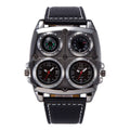 Black Color Men’s Dual Time Zone Military Style Quartz Watch