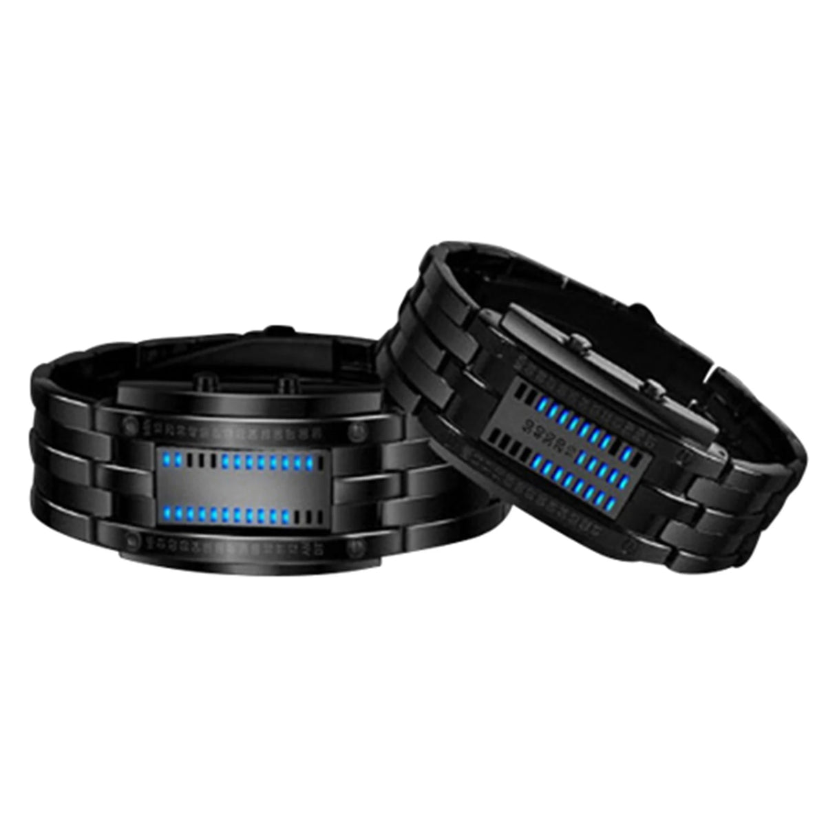 LED Binary Couple Watch With Stainless Steel Band