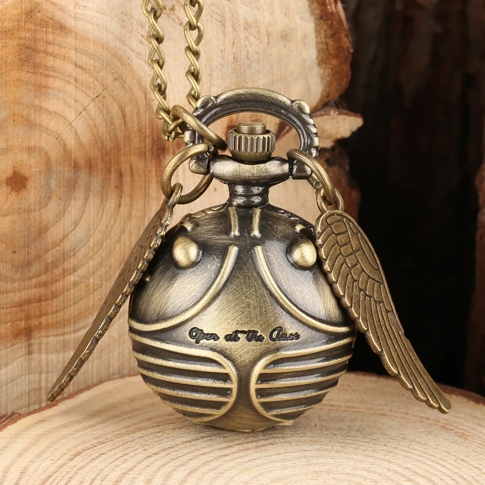 Style 6 Color Vintage Bronze Quartz Pocket Watch With Feather Wings