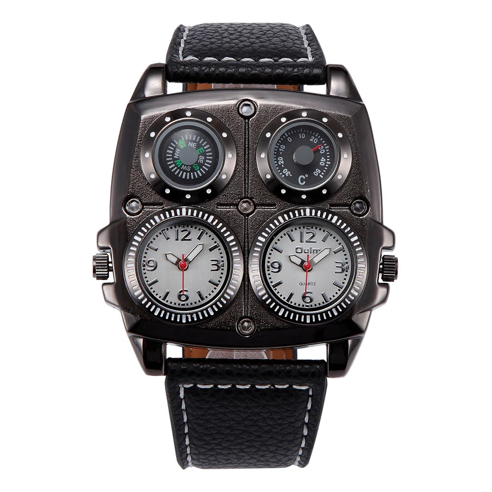 Men’s Dual Time Zone Military Style Quartz Watch