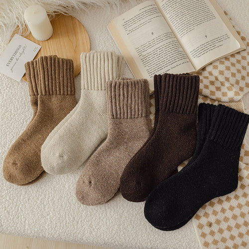 Wool socks children's mid-tube socks winter thickened maillard terry