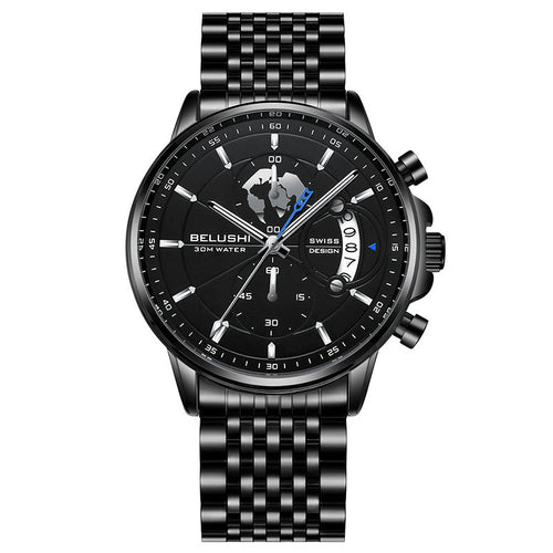 Belushi New Fashion Business Three-Eye Chronograph Genuine Leather