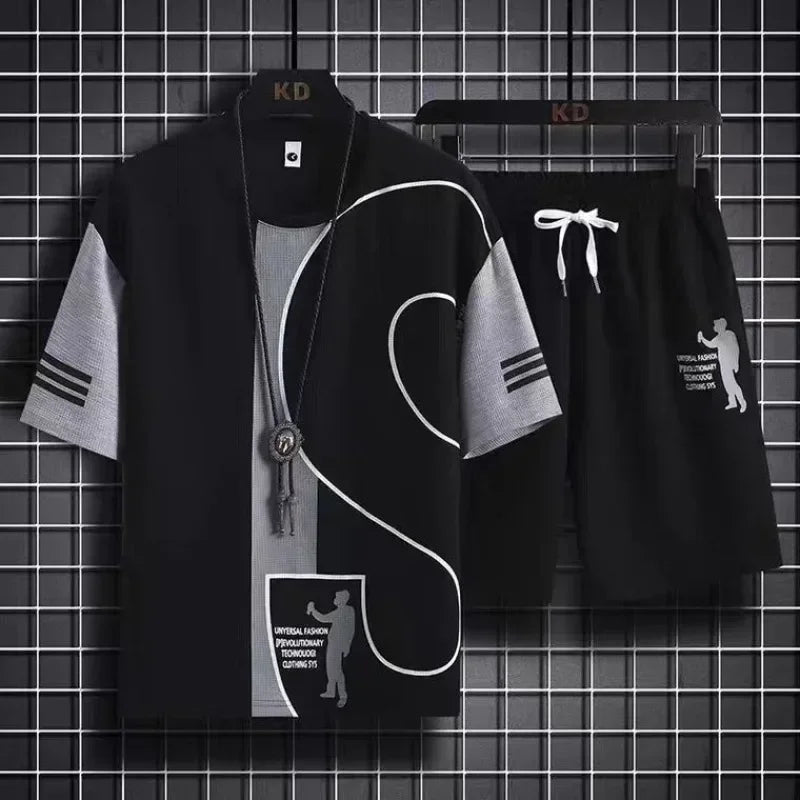 Men’s Graphic T-Shirt And Shorts Set Casual 2-Piece