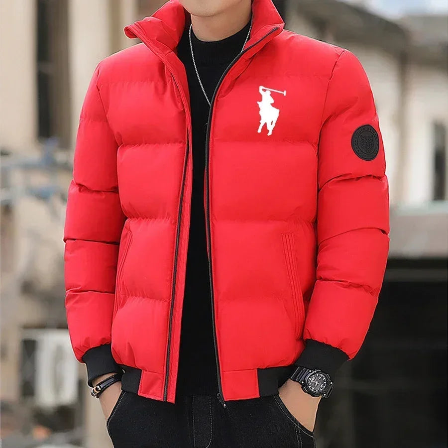 Men’s Casual Puffer Jacket With Stand Collar Zipper