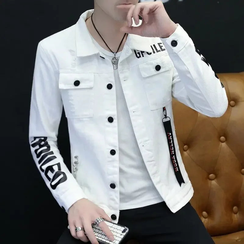 Men’s Slim Denim Jacket Casual Streetwear Coat