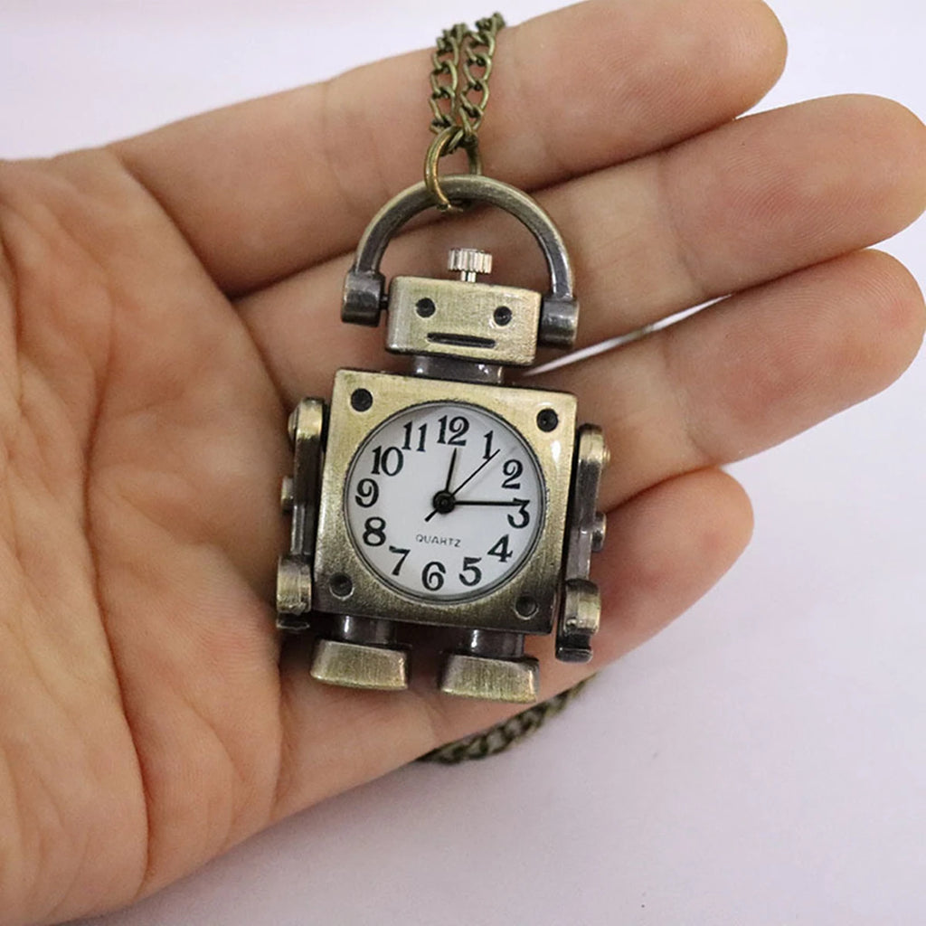 Vintage Robot Pocket Watch Pendant – Quartz Arabic Dial