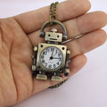 Vintage Robot Pocket Watch Pendant – Quartz Arabic Dial