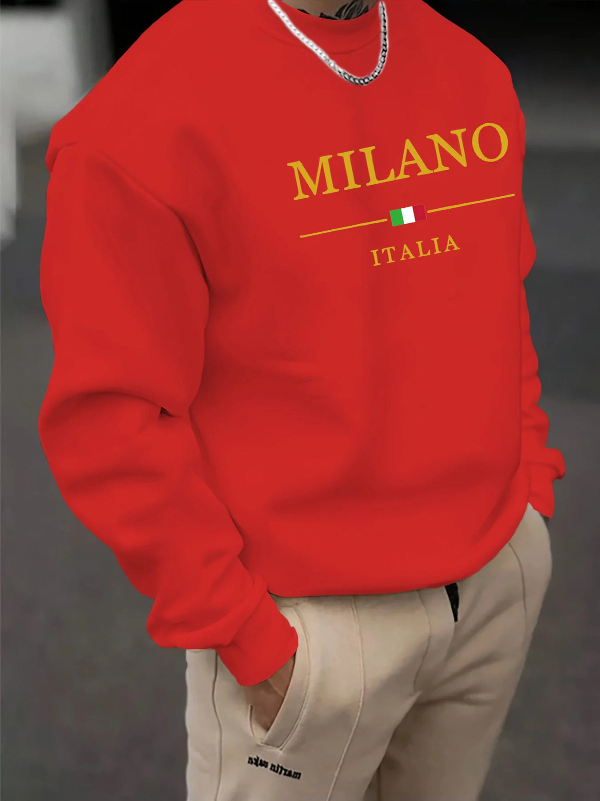 Men's Autumn Winter Geometric Print Pullover Sweatshirt