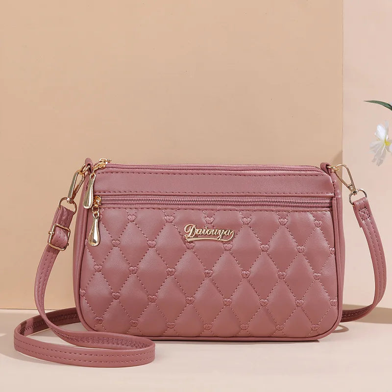 small pink Color Women’s PU Leather Satchel Handbag With Fur Charm