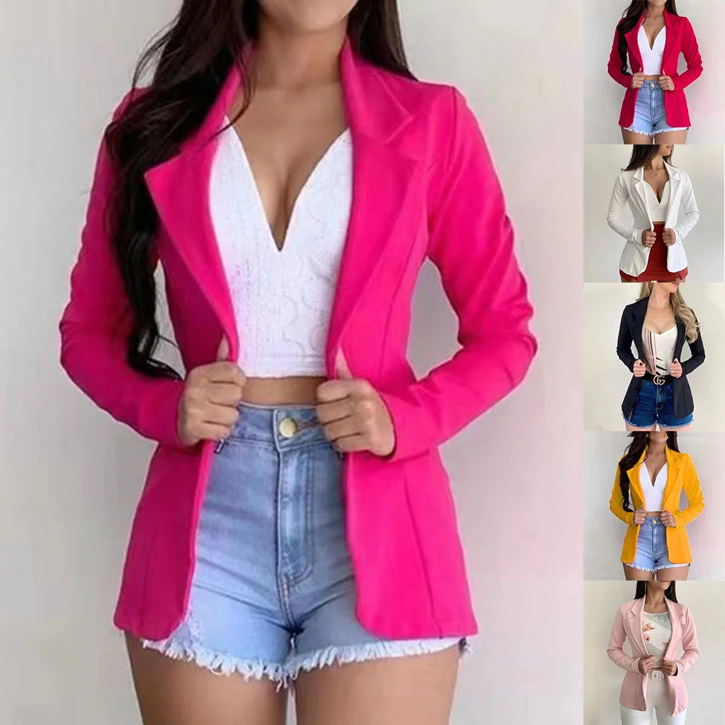 Women’s Office Blazer Jacket – Slim Fit With Pockets