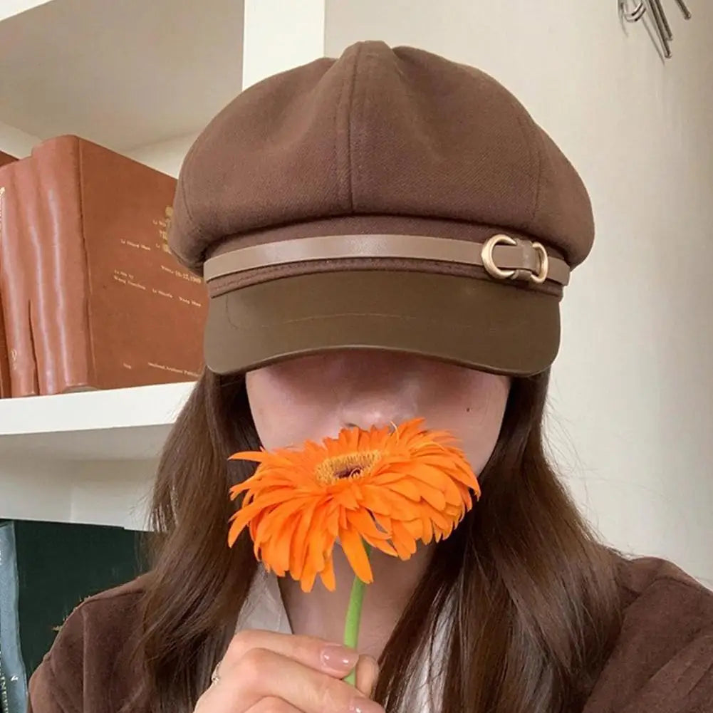 Retro Octagonal Beret Cap – Soft Wool Blend Newsboy Style