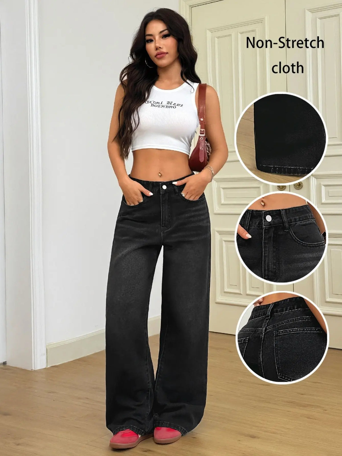 Women’s Retro High Waist Loose Straight Leg Jeans