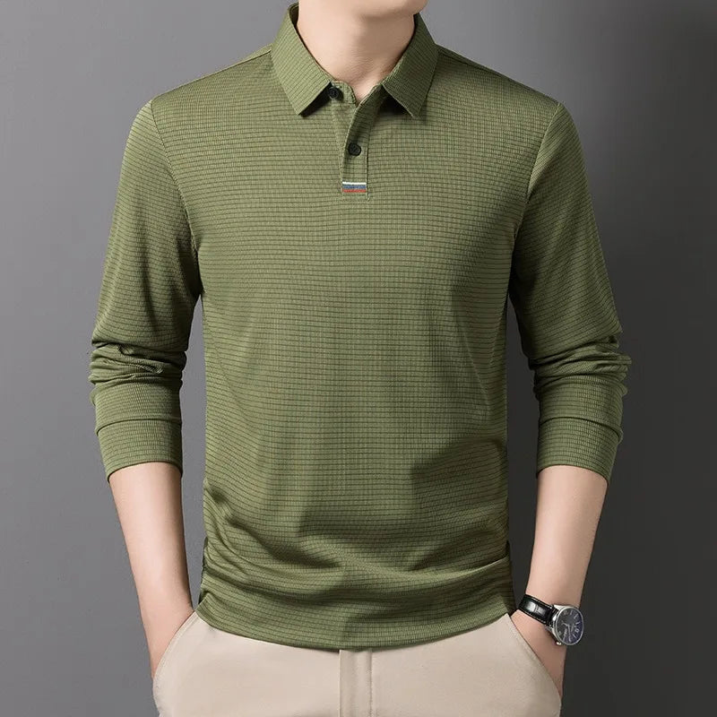 Men's Long Sleeve Polo Shirt – Fleece Lined, Non-Iron