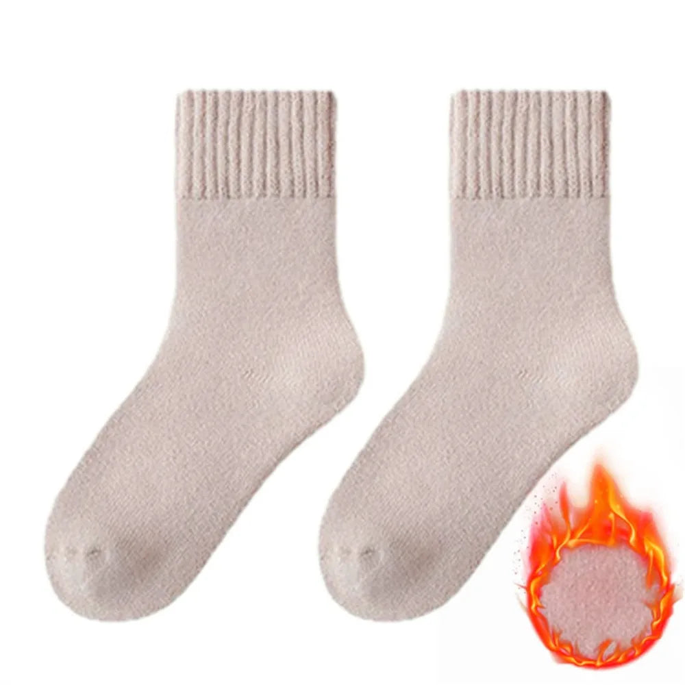 beige Color Women’s Thick Thermal Socks For Winter Sleep & Lounge