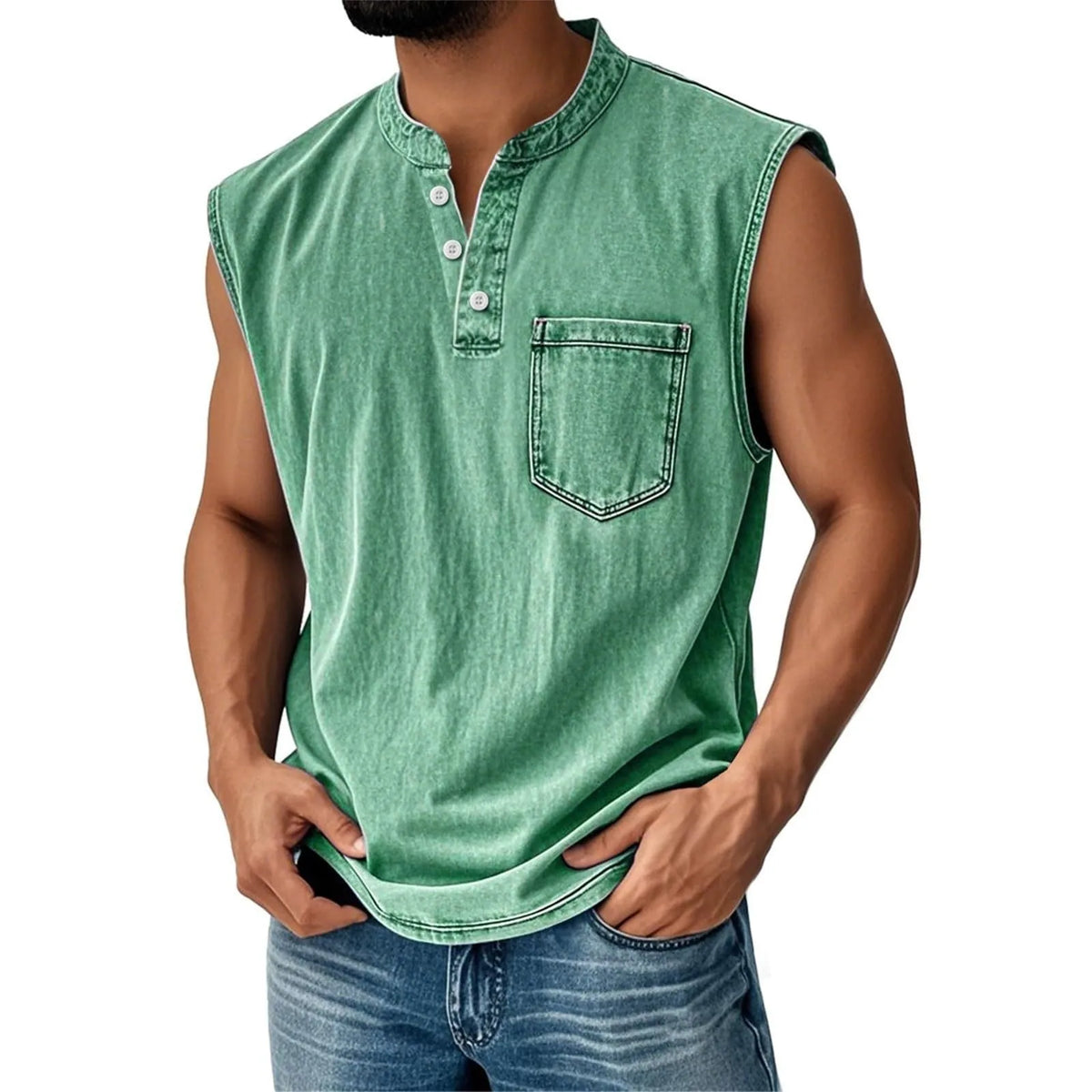 Men’s Lightweight Fitted Tee With Henley Collar