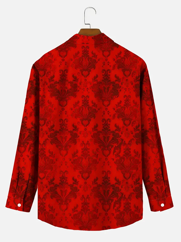 Men's Floral Satin Button Down Shirt For Parties