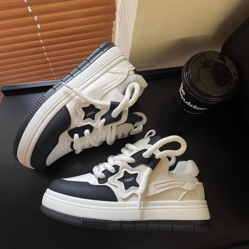 Women’s Platform Sneakers Casual Star Lace-Up Trainers