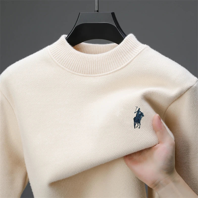 Men’s Embroidered Knit Sweater – Thick Winter Pullover