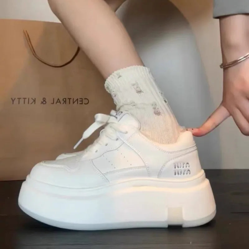 Women’s Platform White Sneakers – Height Boost & Comfort