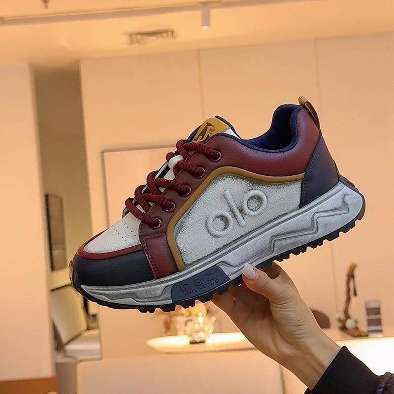 Men's Retro Casual Sneakers With Thick Rubber Sole