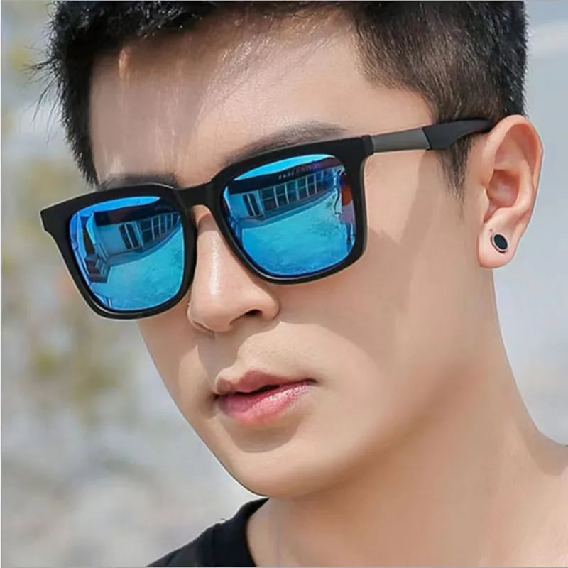 Retro Square Sunglasses For Men – UV400 Mirror Lenses