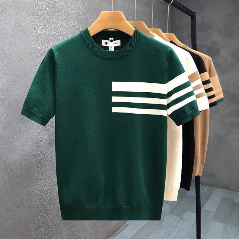 Men's Striped O-Neck T-Shirt – Breathable Casual Top
