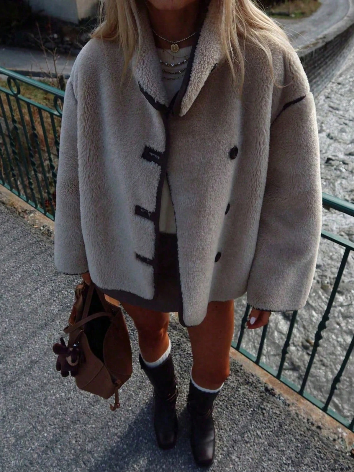 Women’s Fleece Teddy Jacket – Thick Stand Collar Coat