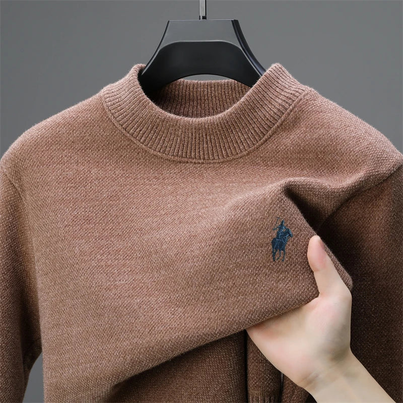 Men’s Embroidered Knit Sweater – Thick Winter Pullover