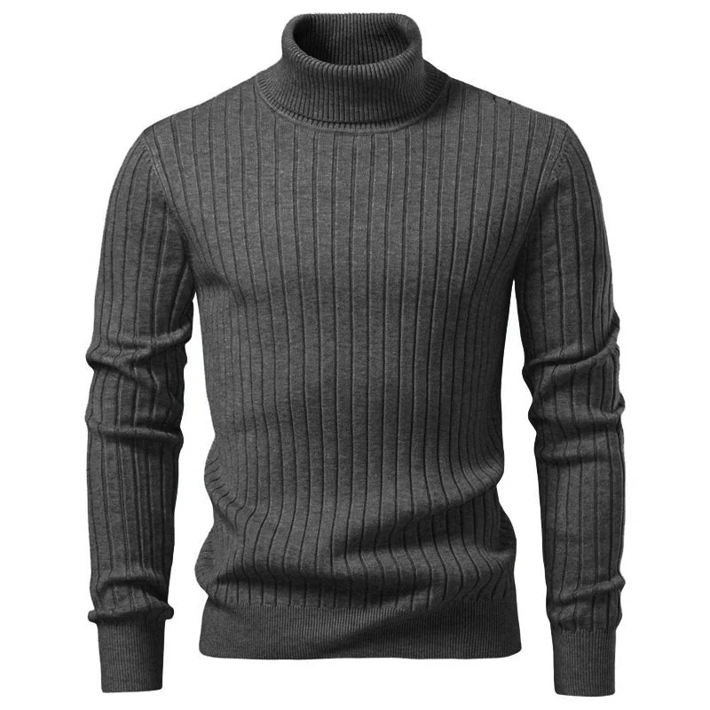 Men's Striped Turtleneck Knit Sweater – Warm Casual