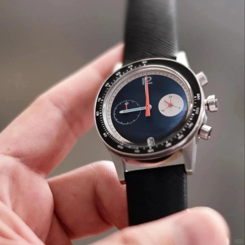 black Color Men's Leather Quartz Watch – Waterproof Fashion Gift