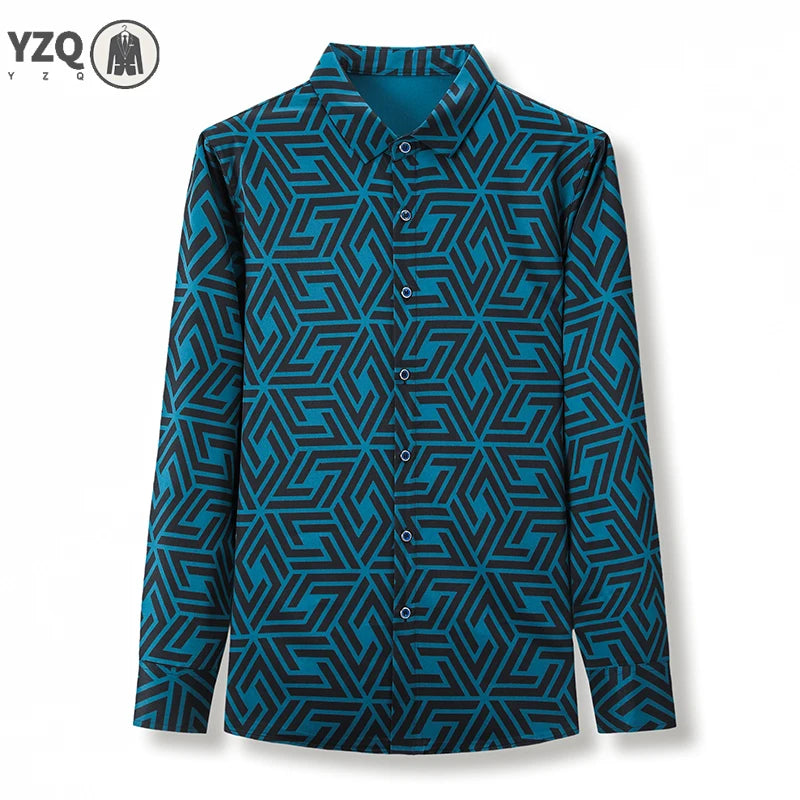 Men's Casual Printed Shirt – Long Sleeve Smart Style