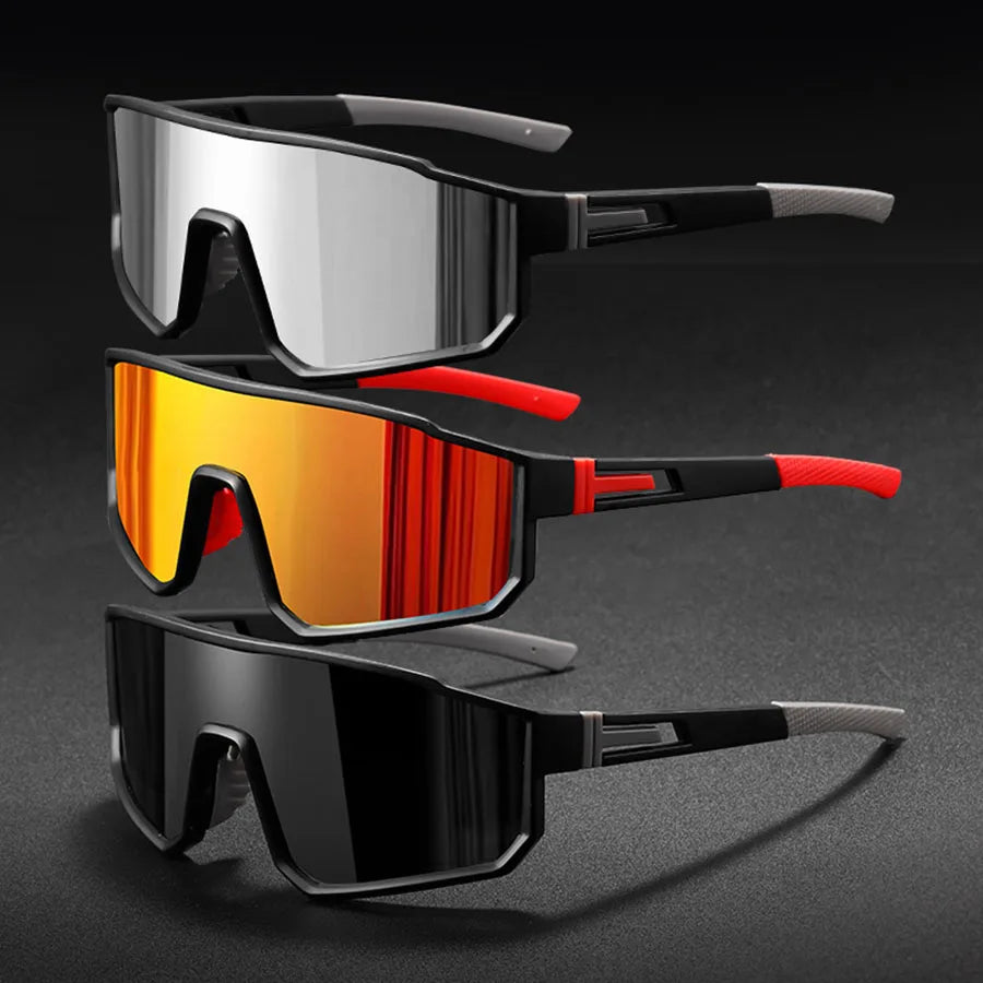 Men’s Oversized Cycling Sunglasses With Colorful Mirror Lenses