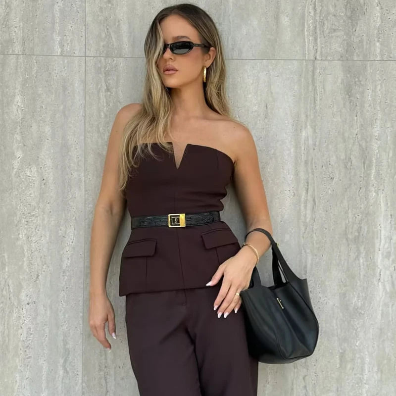 Women’s Strapless Tube Crop Top Backless Short Bustier