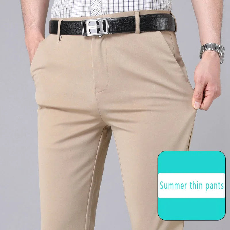 Men’s Smart Casual Stretch Trousers Fast-Dry Straight