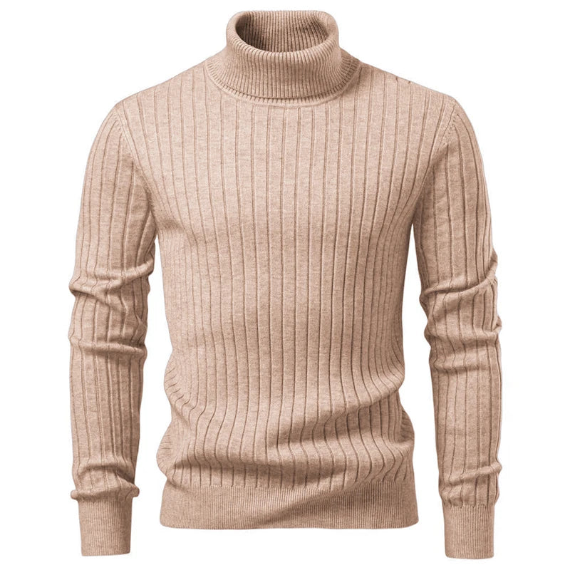 Men's Striped Turtleneck Knit Sweater – Warm Casual