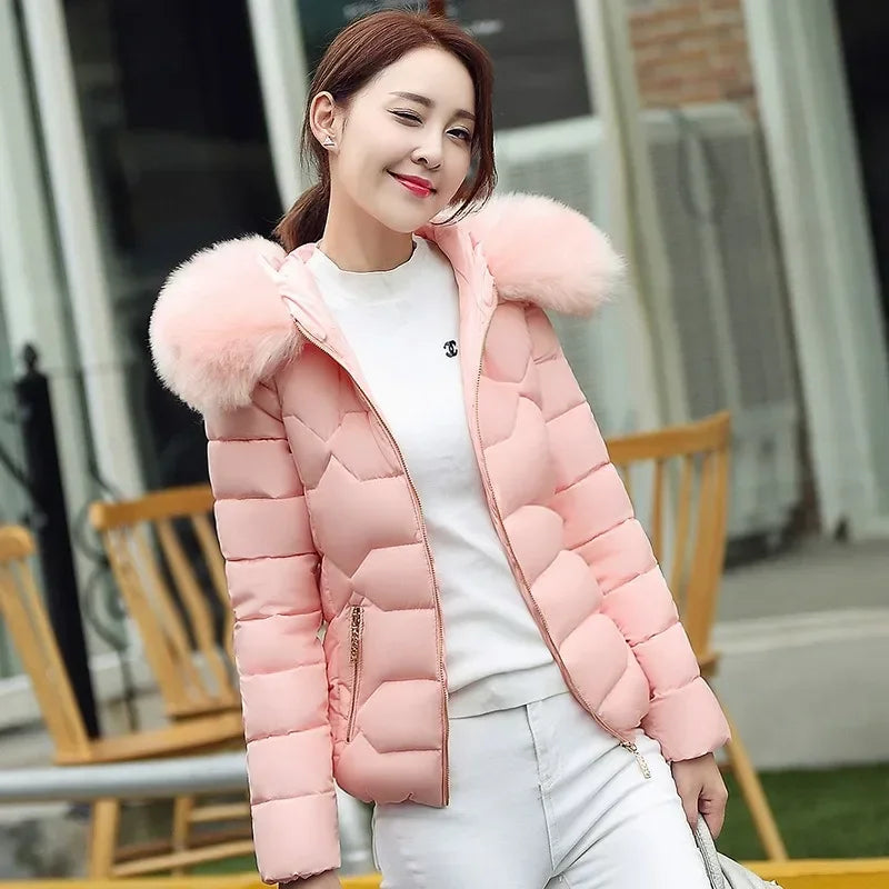 Women’s Hooded Winter Parka Jacket With Cotton Filling