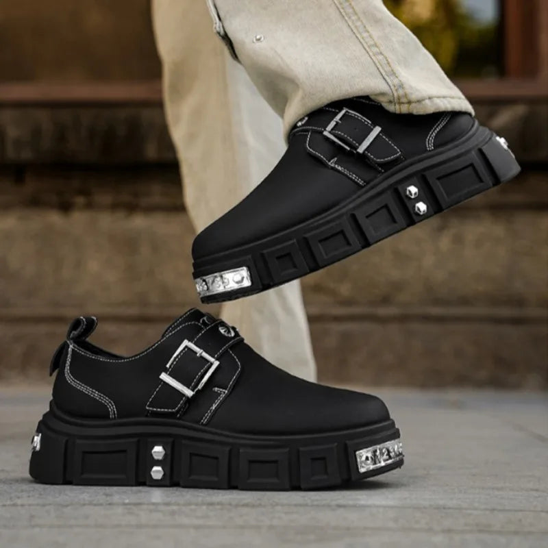 Men’s Casual Leather Sneakers – Breathable Height-Boost Design