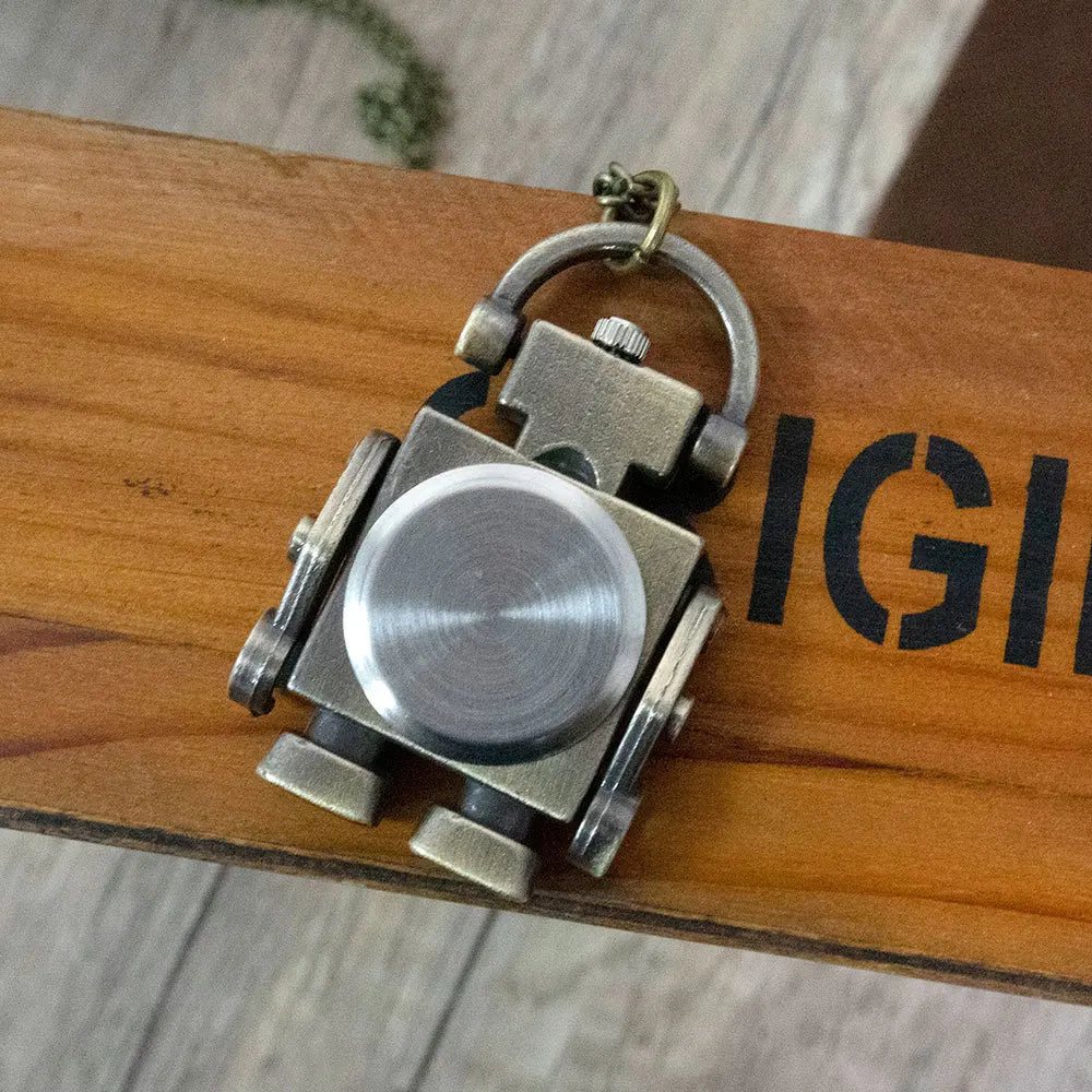 Vintage Robot Pocket Watch Pendant – Quartz Arabic Dial