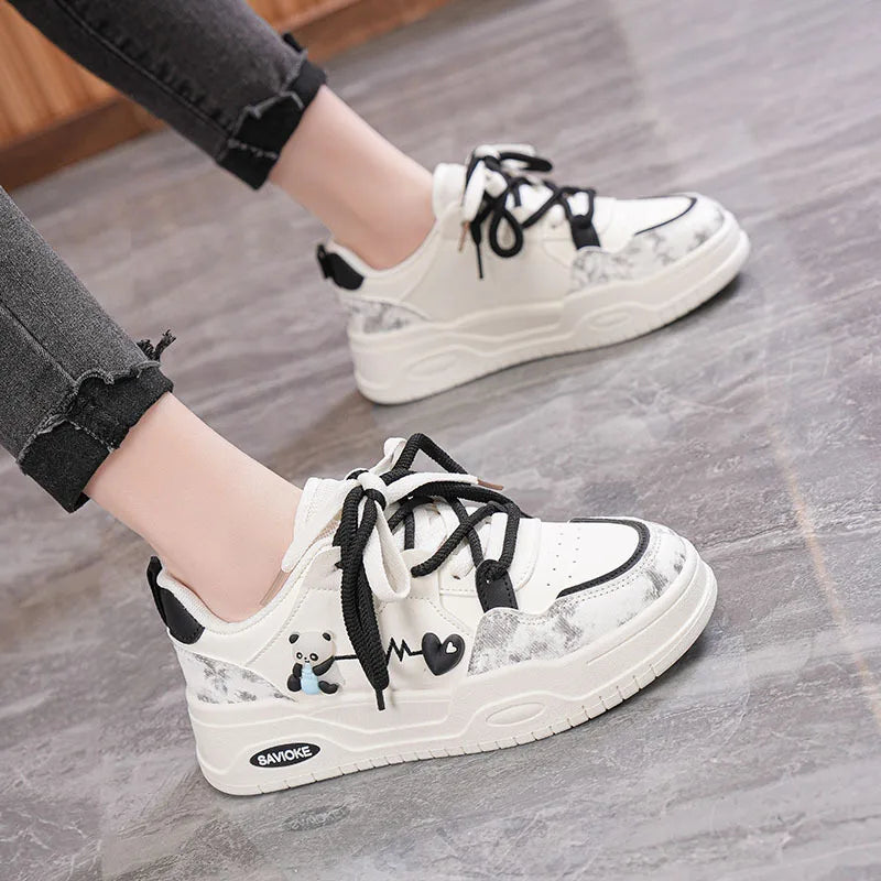 Women’s Platform Skate Sneakers Thick Sole Patchwork