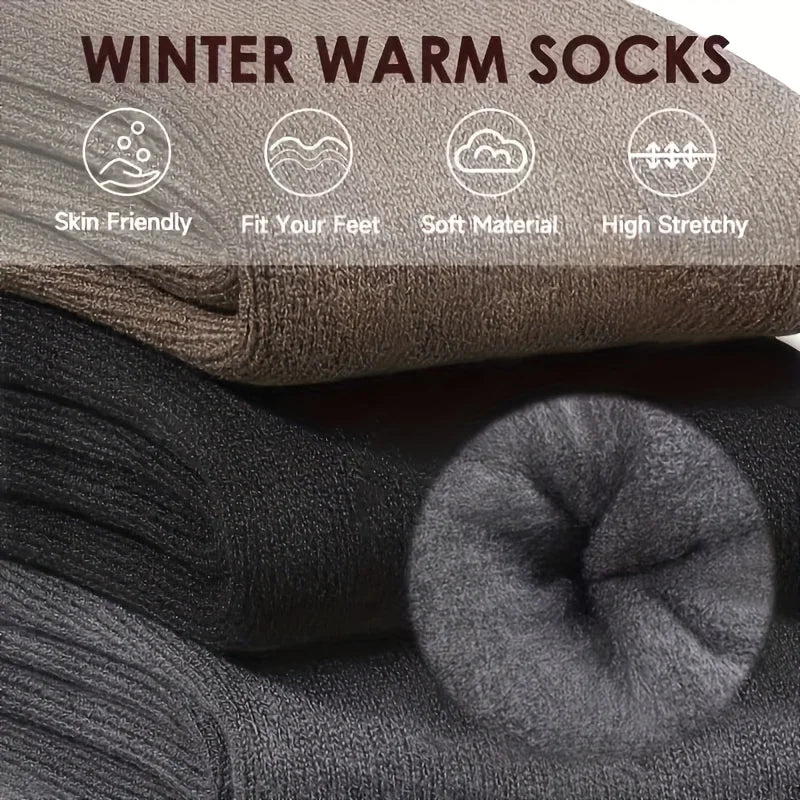 Men’s Thermal Hiking Socks 3-Pack – Thick Mid-Calf Knit