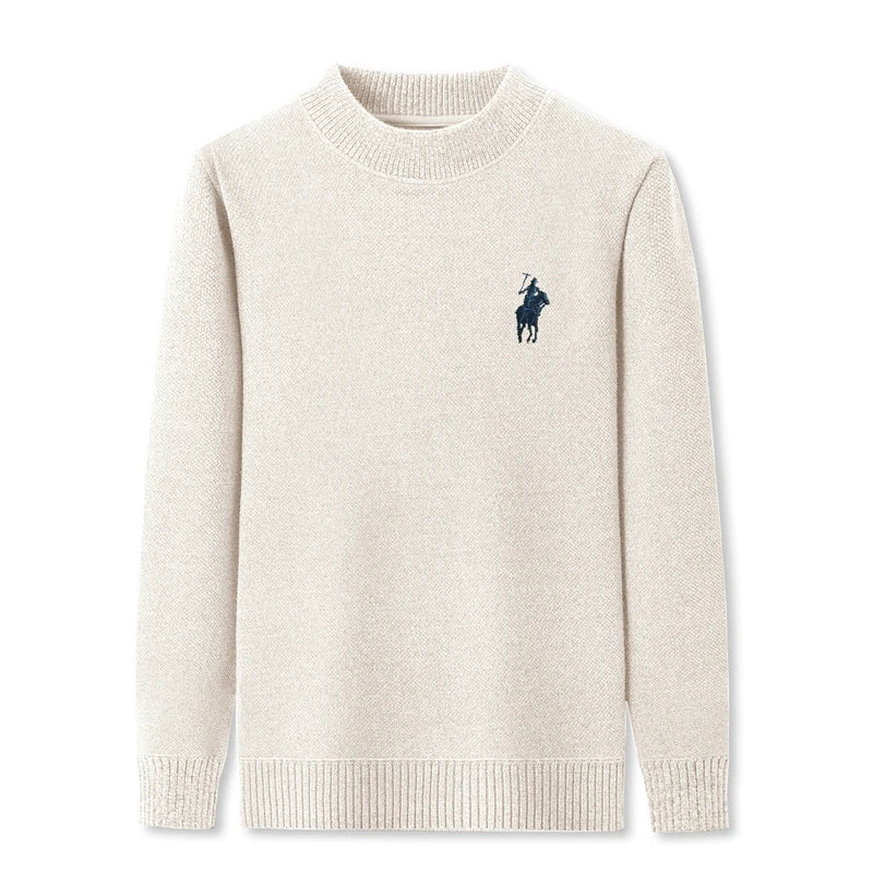Men’s Embroidered Knit Sweater – Thick Winter Pullover