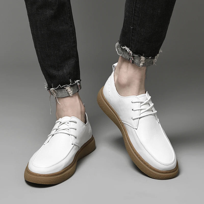 Men's Genuine Leather Casual Shoes With Soft Rubber Sole
