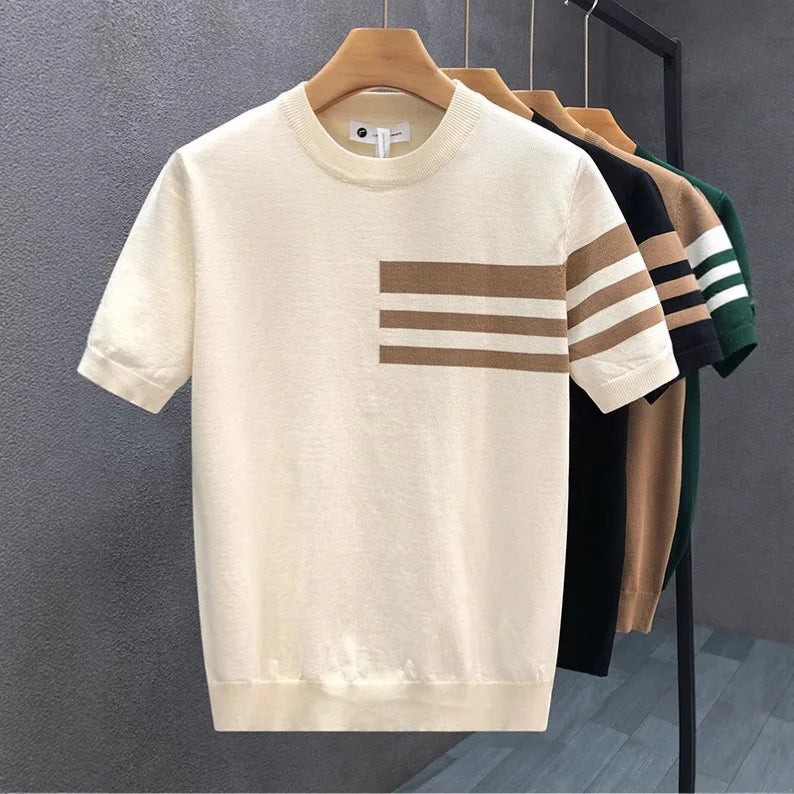 Men's Striped O-Neck T-Shirt – Breathable Casual Top
