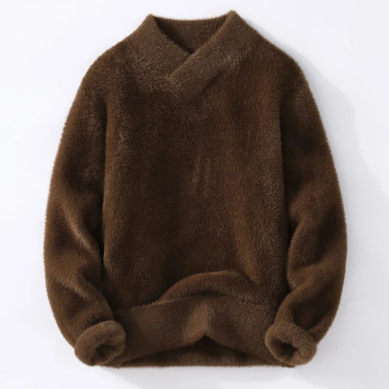Men's Winter V-Neck Wool Blend Korean Pullover
