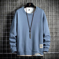 Blue Color Men’s Patchwork Sweatshirt – Casual Long Sleeve Top