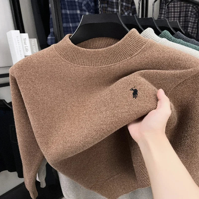 Picture color Color Men's Embroidered Horse Knit Sweater Pullover