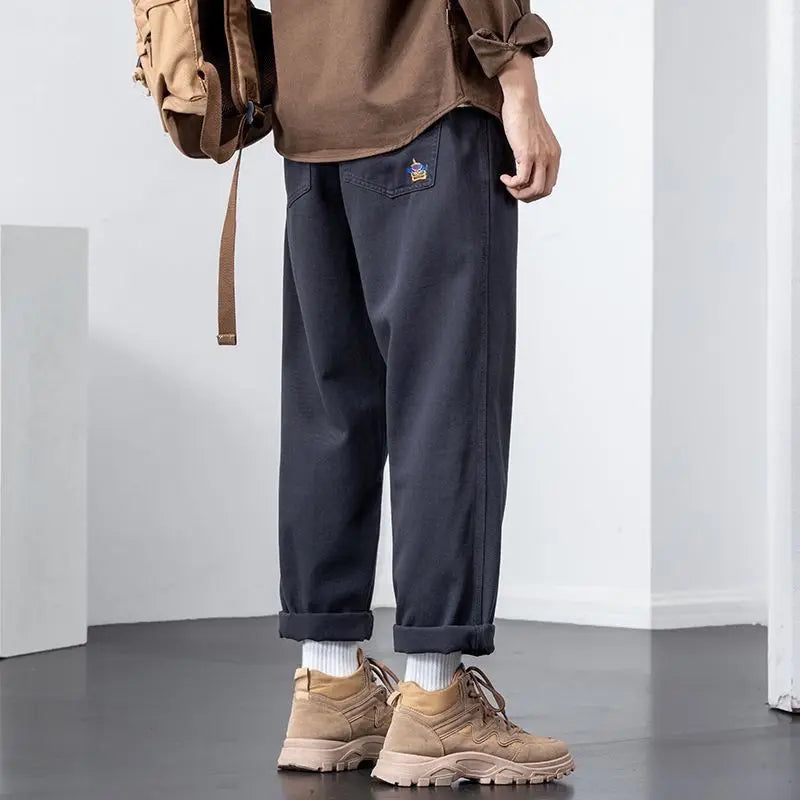 Men's Cotton Cargo Pants With Pockets And Drawstring