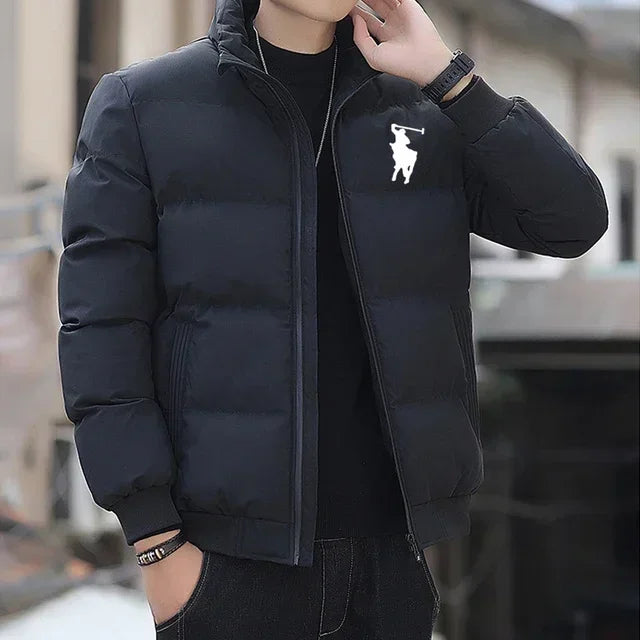 4 Color Men’s Casual Puffer Jacket With Stand Collar Zipper