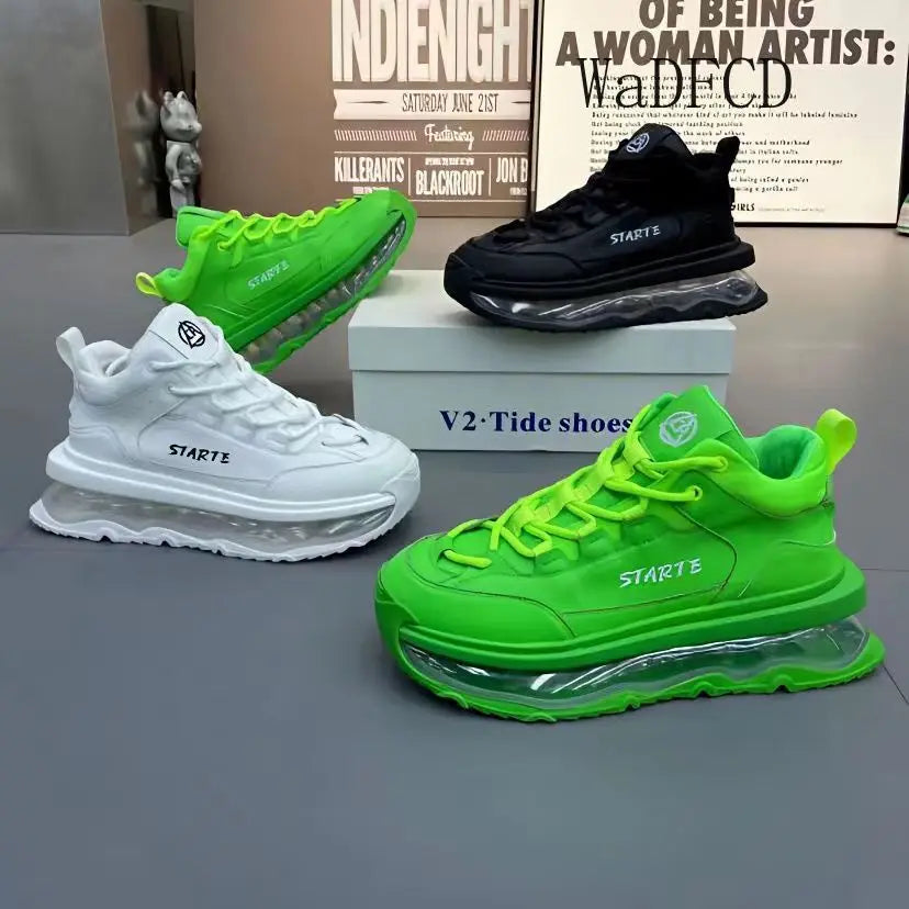 Men's Chunky Platform Sneakers With Air Cushion Sole
