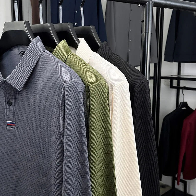 Men's Long Sleeve Polo Shirt – Fleece Lined, Non-Iron